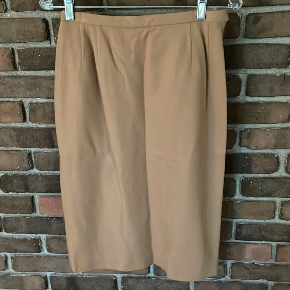 Camel wool pencil skirt